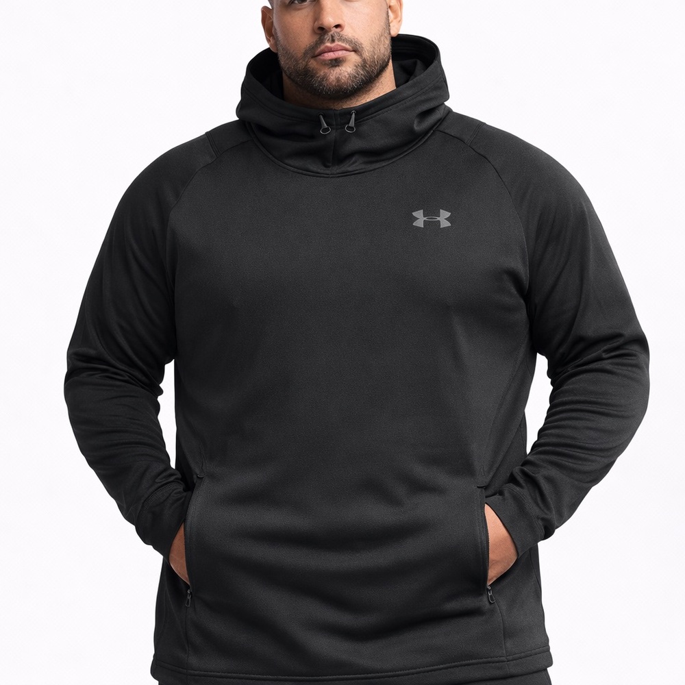 Under Armour ColdGear Hoodie Mens XXL Black Fitted Pullover Training Sweatshirt